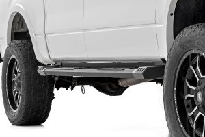 Ford F-150 Running Boards - Side - Rough Country - HD2 Aluminum - Black - '09-'14